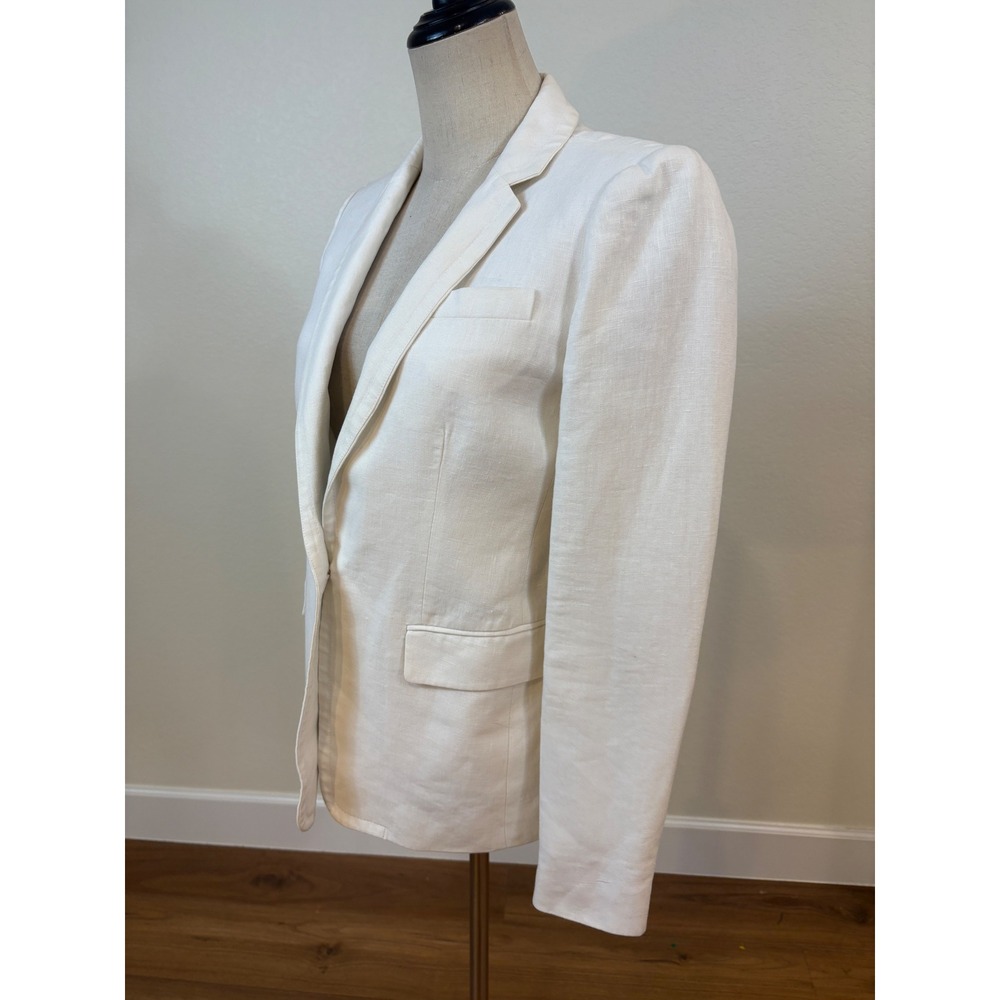 J.Crew Linen Blazer Women Size 2 Ivory Preppy Coastal Old Money Career summer - Picture 3 of 9
